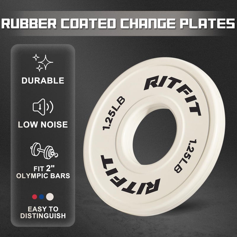 RitFit Fractional Rubber Weight Plates, Colored Bumper Plates for Starting Strength and Progressive Overload Training, Pair and Sets (Beige 1.25LBx2) - Image 4